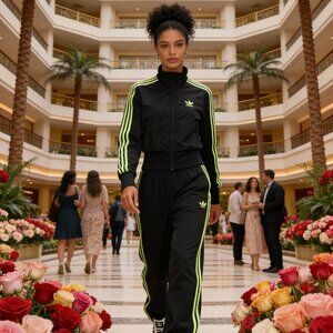 Adidas Women’s Firebird‎ Originals Track Jacket XS Black Signal Green JX7868